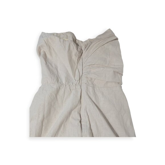 Abercrombie & Fitch Beige Linen Mini Dress SZ M One Shoulder Lined Cocktail Hour - Picture 12 of 12